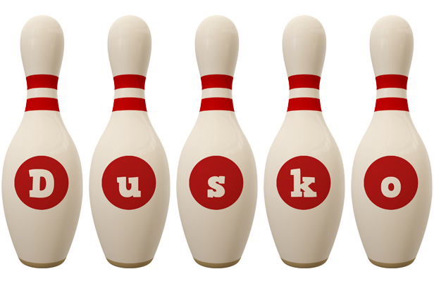 Dusko bowling-pin logo
