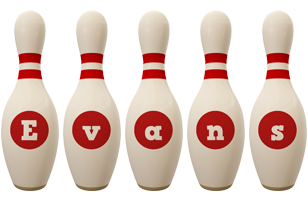 Evans bowling-pin logo