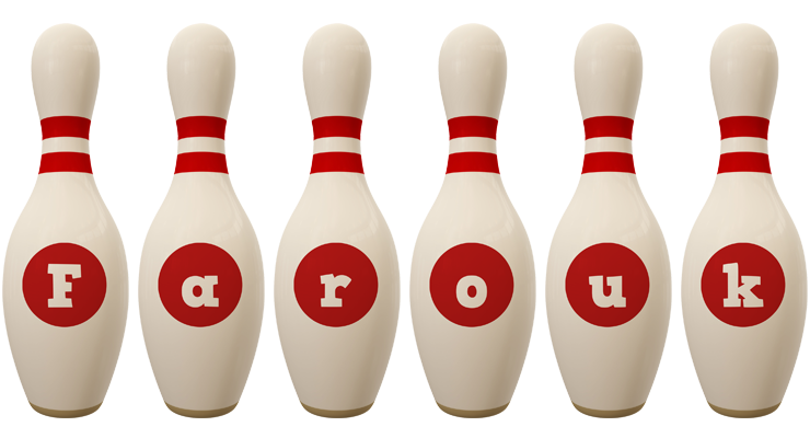 Farouk bowling-pin logo