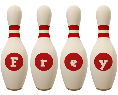 Frey bowling-pin logo