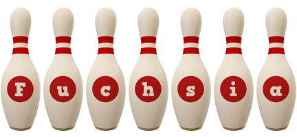 Fuchsia bowling-pin logo