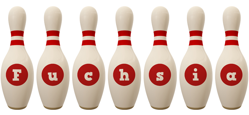 Fuchsia bowling-pin logo