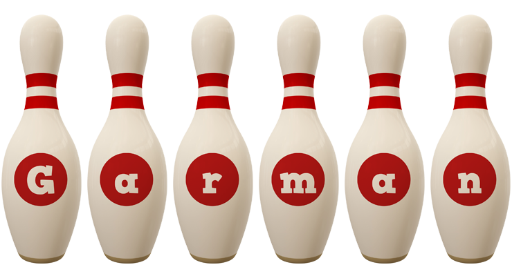 Garman bowling-pin logo