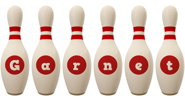 Garnet bowling-pin logo