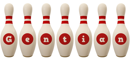 Gentian bowling-pin logo