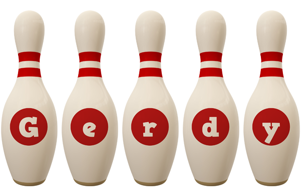 Gerdy bowling-pin logo