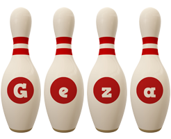 Geza bowling-pin logo