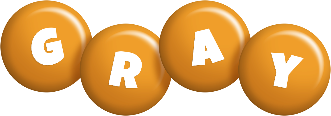 Gray candy-orange logo
