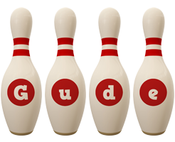 Gude bowling-pin logo