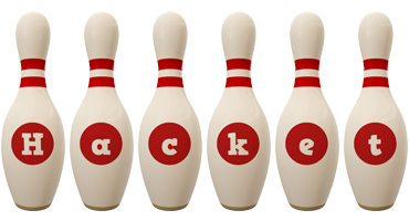 Hacket bowling-pin logo