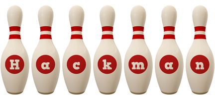 Hackman bowling-pin logo