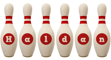 Haldan bowling-pin logo