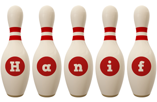 Hanif bowling-pin logo