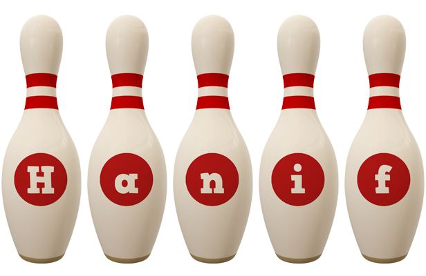 Hanif bowling-pin logo