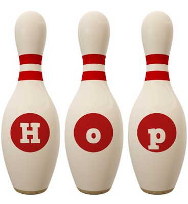 Hop bowling-pin logo