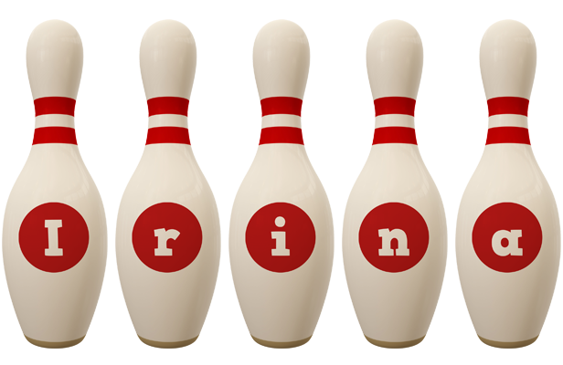 Irina bowling-pin logo