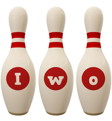 Iwo bowling-pin logo