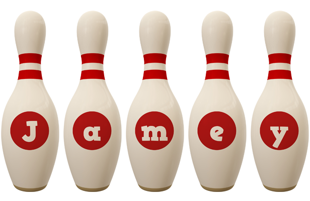 Jamey bowling-pin logo