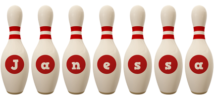Janessa bowling-pin logo