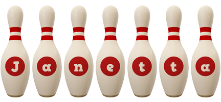 Janetta bowling-pin logo