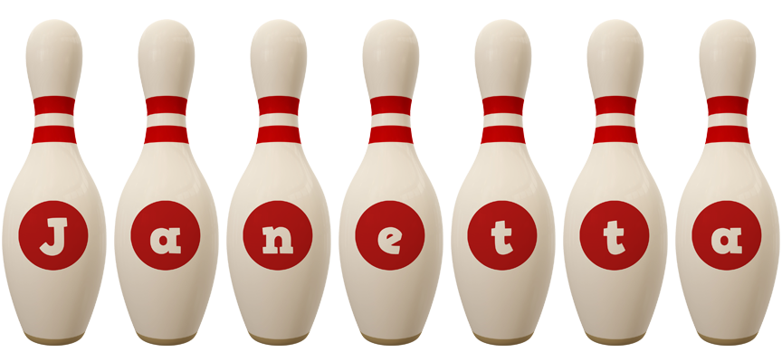 Janetta bowling-pin logo