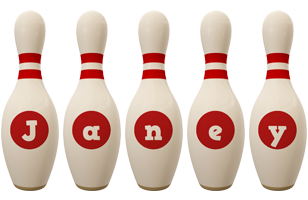 Janey bowling-pin logo