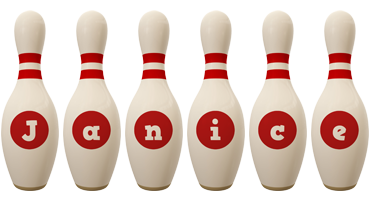 Janice bowling-pin logo