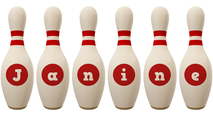 Janine bowling-pin logo
