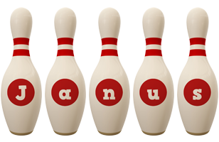 Janus bowling-pin logo