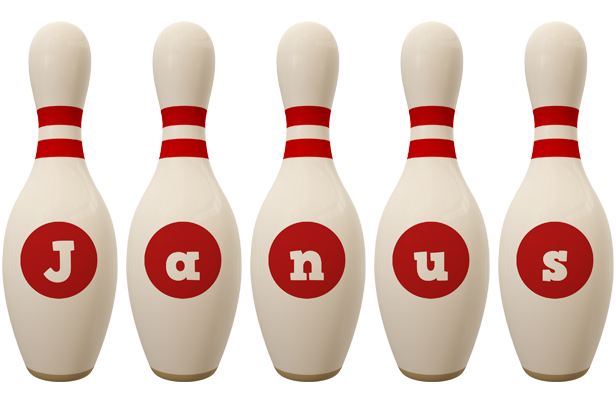 Janus bowling-pin logo