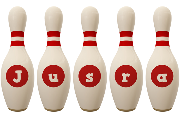 Jusra bowling-pin logo