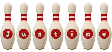 Justine bowling-pin logo