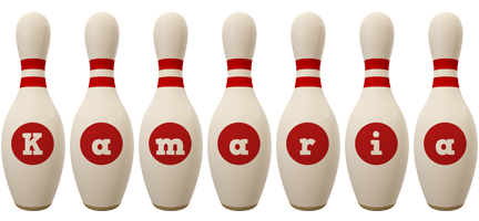 Kamaria bowling-pin logo