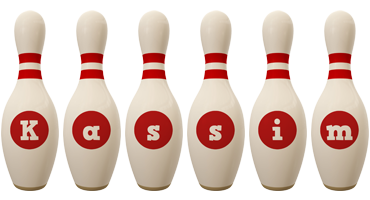 Kassim bowling-pin logo