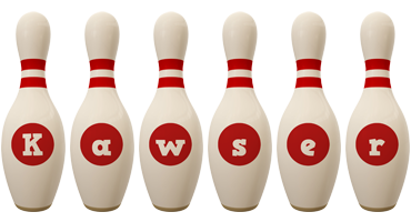 Kawser bowling-pin logo