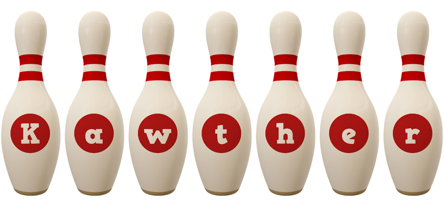 Kawther bowling-pin logo