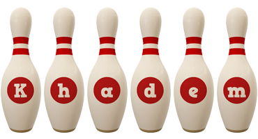 Khadem bowling-pin logo