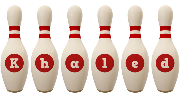 Khaled bowling-pin logo