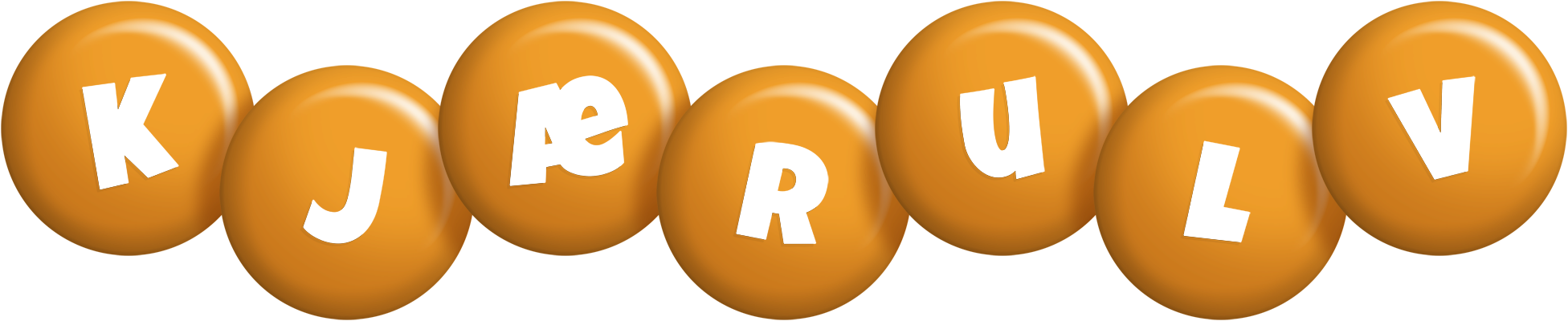 Kjærulv candy-orange logo