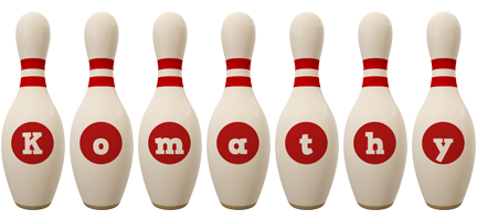 Komathy bowling-pin logo