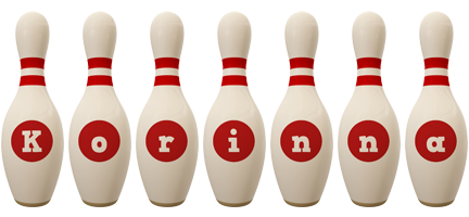 Korinna bowling-pin logo