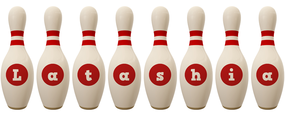 Latashia bowling-pin logo