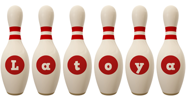 Latoya bowling-pin logo