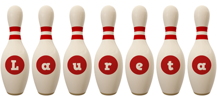 Laureta bowling-pin logo
