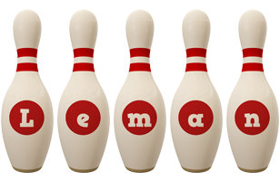 Leman bowling-pin logo