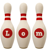 Lom bowling-pin logo