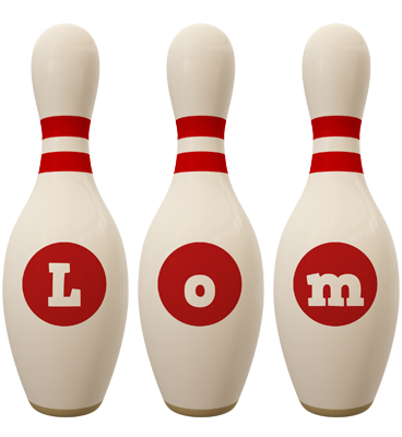Lom bowling-pin logo