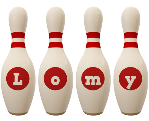 Lomy bowling-pin logo