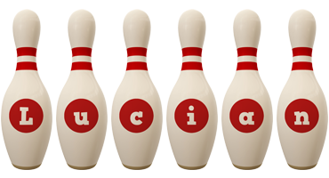 Lucian bowling-pin logo