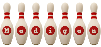 Madigan bowling-pin logo